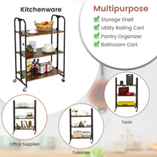 Load image into Gallery viewer, Gymax 3-Tier Folding Bar Cart Kitchen Serving Island Utility Cart Storage Shelves
