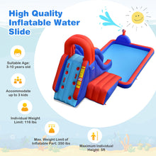 Load image into Gallery viewer, Gymax Inflatable Waterslide w/ Climbing Wall Slide Splash Pool Swim Rings&amp;480W Blower
