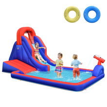 Load image into Gallery viewer, Gymax Inflatable Waterslide w/ Climbing Wall Slide Splash Pool Swim Rings&amp;480W Blower
