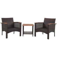 Load image into Gallery viewer, Gymax 3PCS Patio Conversation Furniture Set PE Rattan Sofa Set W/Wood Top Table

