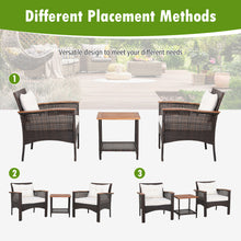 Load image into Gallery viewer, Gymax 3PCS Patio Conversation Furniture Set PE Rattan Sofa Set W/Wood Top Table

