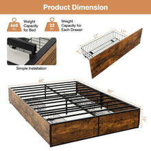 Load image into Gallery viewer, Gymax Queen Industrial Platform Bed Frame with 4 Drawers Storage Mattress Foundation
