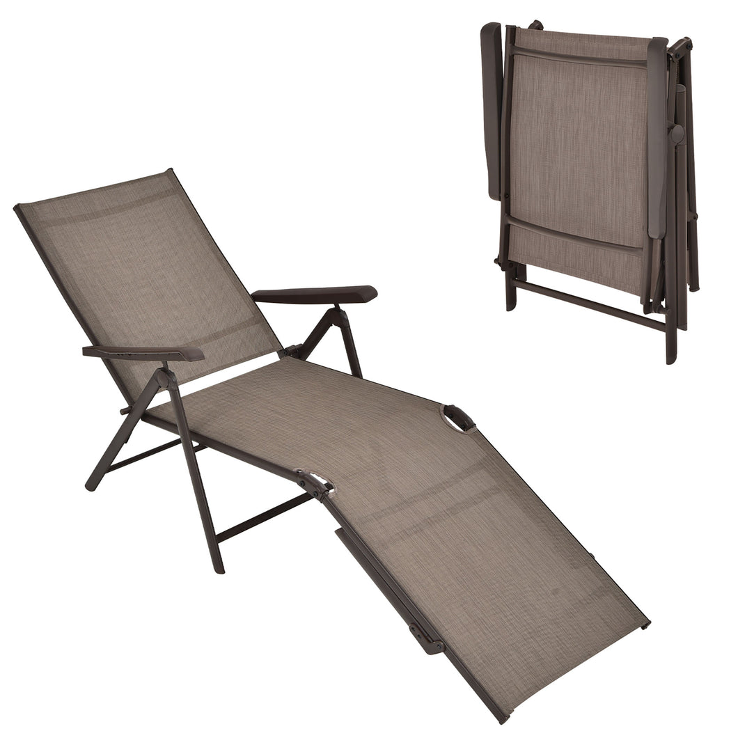 Gymax Outdoor Adjustable Chaise Lounge Chair Patio Beach Folding Recliner Lounge