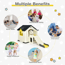 Load image into Gallery viewer, Gymax Outdoor Play house and Slide Set for Kids w/ 7 PCS Toy Set &amp; Waterproof Cover Yellow
