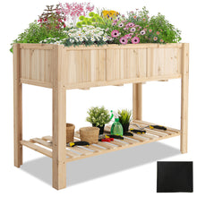 Load image into Gallery viewer, Gymax 47&#39;&#39; Wooden Raised Garden Bed w/Bottom Shelf &amp; Bed Liner Outdoor Elevated Planter Box
