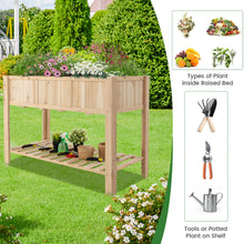 Load image into Gallery viewer, Gymax 47&#39;&#39; Wooden Raised Garden Bed w/Bottom Shelf &amp; Bed Liner Outdoor Elevated Planter Box
