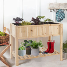 Load image into Gallery viewer, Gymax 47&#39;&#39; Wooden Raised Garden Bed w/Bottom Shelf &amp; Bed Liner Outdoor Elevated Planter Box
