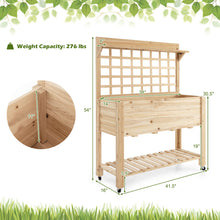 Load image into Gallery viewer, Gymax Raised Garden Bed Mobile Elevated Wooden Planter Box w/ Wheels Trellis Shelf
