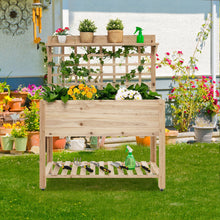 Load image into Gallery viewer, Gymax Raised Garden Bed Mobile Elevated Wooden Planter Box w/ Wheels Trellis Shelf
