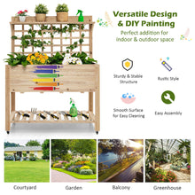 Load image into Gallery viewer, Gymax Raised Garden Bed Mobile Elevated Wooden Planter Box w/ Wheels Trellis Shelf
