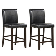 Load image into Gallery viewer, Gymax Set of 2 Bar Stools PVC Leather Counter Height Chairs for Kitchen Island Black
