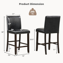 Load image into Gallery viewer, Gymax Set of 2 Bar Stools PVC Leather Counter Height Chairs for Kitchen Island Black
