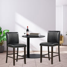 Load image into Gallery viewer, Gymax Set of 2 Bar Stools PVC Leather Counter Height Chairs for Kitchen Island Black
