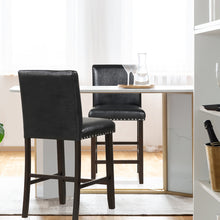 Load image into Gallery viewer, Gymax Set of 2 Bar Stools PVC Leather Counter Height Chairs for Kitchen Island Black
