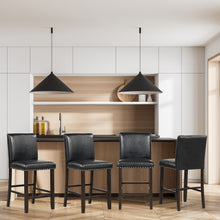 Load image into Gallery viewer, Gymax Set of 2 Bar Stools PVC Leather Counter Height Chairs for Kitchen Island Black
