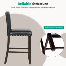 Load image into Gallery viewer, Gymax Set of 2 Bar Stools PVC Leather Counter Height Chairs for Kitchen Island Black
