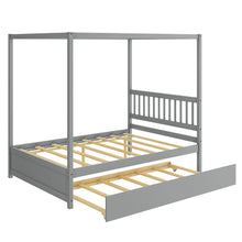 Load image into Gallery viewer, Gymax Full Size Canopy Bed with Trundle Wooden Platform Bed Frame Headboard
