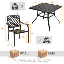 Load image into Gallery viewer, Gymax 3PCS Patio Dining Set Stackable Chairs Armrest Table W/Umbrella Hole
