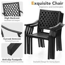Load image into Gallery viewer, Gymax 3PCS Patio Dining Set Stackable Chairs Armrest Table W/Umbrella Hole
