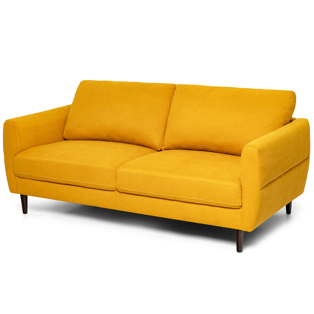 Gymax 72'' Fabric Sofa Couch Living Room Small Apartment Furniture w/ Wood Legs Yellow