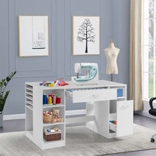 Load image into Gallery viewer, Gymax Sewing Craft Table Home Office Computer Desk w/ Storage Shelves &amp; Drawer
