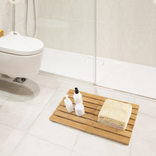 Load image into Gallery viewer, Gymax Bamboo Bath Mat Foldable Shower Mat w/ Non-slip Pads &amp; Slatted Design
