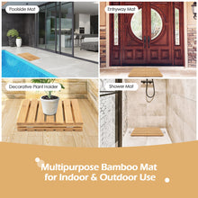 Load image into Gallery viewer, Gymax Bamboo Bath Mat Foldable Shower Mat w/ Non-slip Pads &amp; Slatted Design
