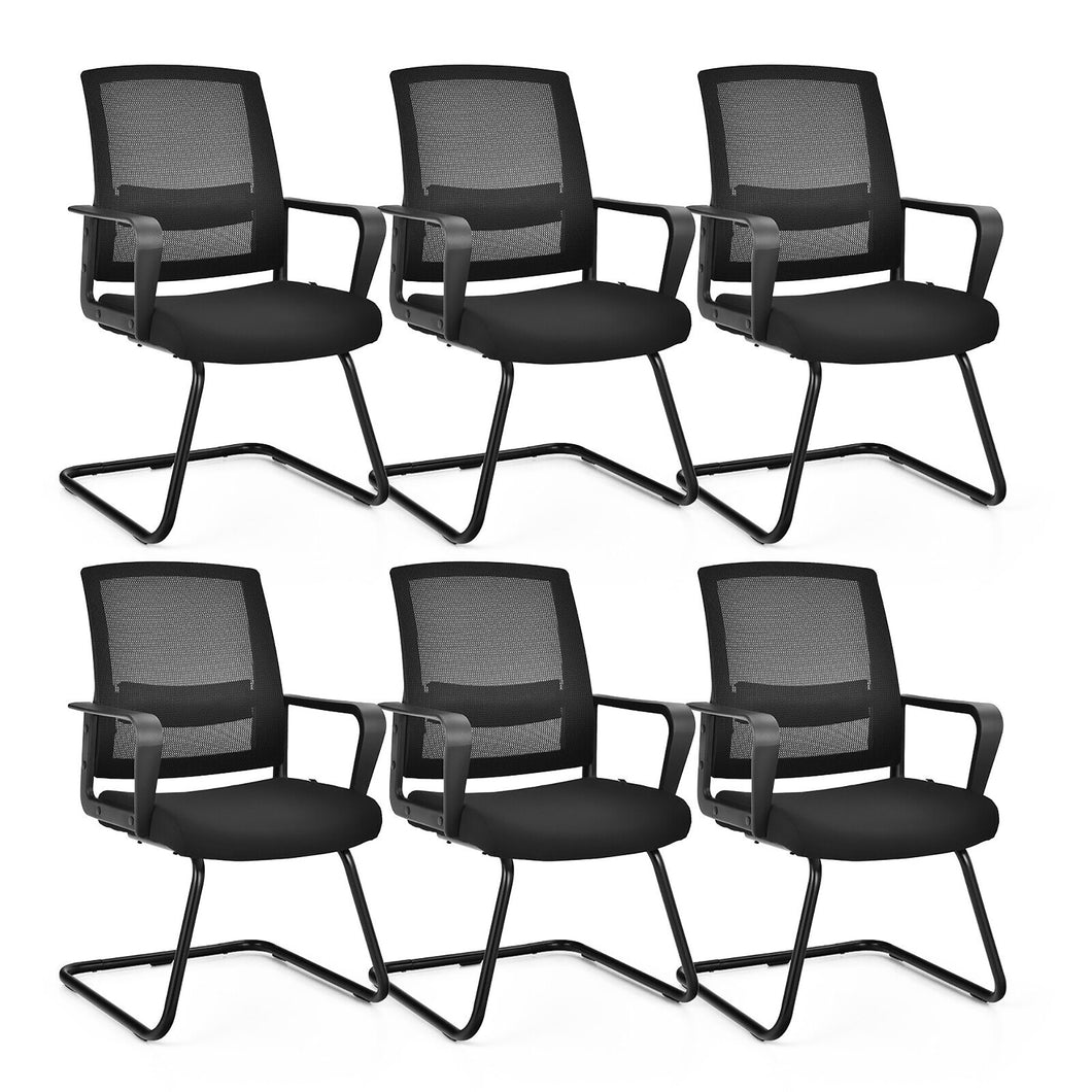 Gymax Set of 6 Conference Chairs Mesh Reception Office Guest Chairs w/Lumbar Support