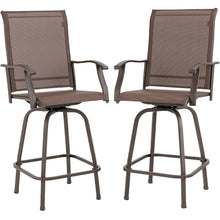Load image into Gallery viewer, Gymax 2PCS Patio Swivel Bar Stools Chairs 360 Rotation Barstool Armrest Brown
