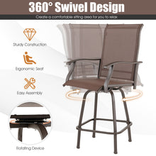 Load image into Gallery viewer, Gymax 2PCS Patio Swivel Bar Stools Chairs 360 Rotation Barstool Armrest Brown
