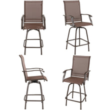 Load image into Gallery viewer, Gymax 4PCS Patio Swivel Bar Stools Chairs 360 Rotation Barstool Armrest Brown
