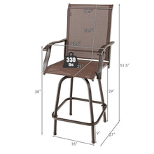 Load image into Gallery viewer, Gymax 4PCS Patio Swivel Bar Stools Chairs 360 Rotation Barstool Armrest Brown
