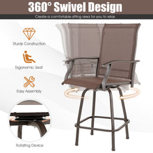 Load image into Gallery viewer, Gymax 4PCS Patio Swivel Bar Stools Chairs 360 Rotation Barstool Armrest Brown
