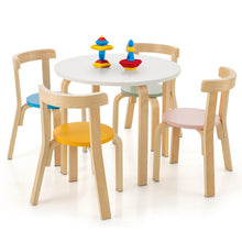 Load image into Gallery viewer, Gymax 5-Piece Kids Wooden Curved Back Activity Table &amp; Chair Set w/Toy Bricks
