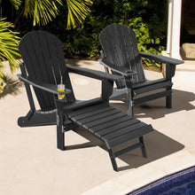 Load image into Gallery viewer, Gymax 2PCS Folding Adirondack Chair HDPE Patio Lounge Chair w/ Retractable Ottoman
