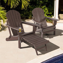 Load image into Gallery viewer, Gymax 2PCS Folding Adirondack Chair HDPE Patio Lounge Chair w/ Retractable Ottoman
