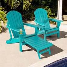 Load image into Gallery viewer, Gymax 2PCS Folding Adirondack Chair HDPE Patio Lounge Chair w/ Retractable Ottoman
