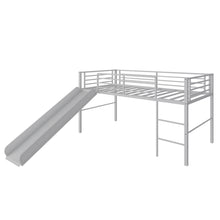 Load image into Gallery viewer, Gymax Twin Metal Loft Bed with Slide Guardrails Built-in Ladder Low Bed Frame

