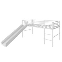 Load image into Gallery viewer, Gymax Twin Metal Loft Bed with Slide Guardrails Built-in Ladder Low Bed Frame
