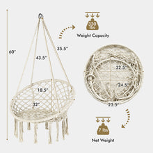 Load image into Gallery viewer, Gymax Hammock Chair LED Lights Hanging Cotton Rope Macrame Swing Indoor Outdoor Beige
