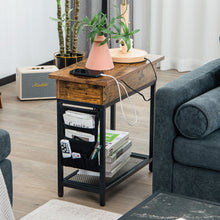 Load image into Gallery viewer, Gymax 2PCS End Table Charging Station Industrial Nightstand Flip Top Side Pocket USB
