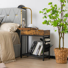 Load image into Gallery viewer, Gymax 2PCS End Table Charging Station Industrial Nightstand Flip Top Side Pocket USB
