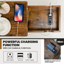 Load image into Gallery viewer, Gymax 2PCS End Table Charging Station Industrial Nightstand Flip Top Side Pocket USB
