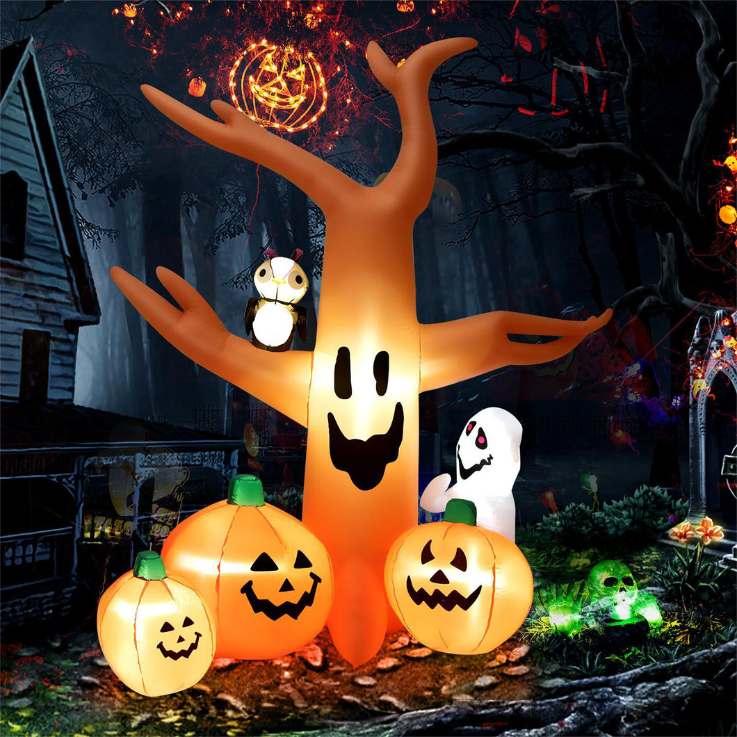 Gymax 8' Halloween Inflatable Blow Up Dead Tree w/LED Lights Holiday Decor