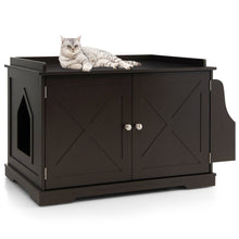 Load image into Gallery viewer, Gymax Large Side Table Furniture Wooden Cat Litter Box Enclosure Magazine Rack
