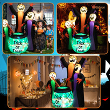 Load image into Gallery viewer, Gymax 8' Halloween Inflatable Witch Decor w/ Bright LED Lights &amp; Pumpkin Faces
