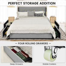 Load image into Gallery viewer, Gymax Queen Bed Frame Mattress Foundation with 4 Storage Drawers Silver
