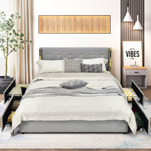 Load image into Gallery viewer, Gymax Queen Bed Frame Mattress Foundation with 4 Storage Drawers Silver

