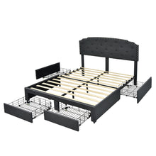 Load image into Gallery viewer, Gymax Queen Platform Bed Frame with 4 Storage Drawers Adjustable Headboard Grey
