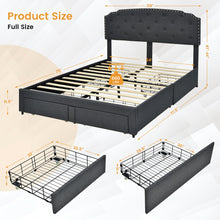 Load image into Gallery viewer, Gymax Queen Platform Bed Frame with 4 Storage Drawers Adjustable Headboard Grey
